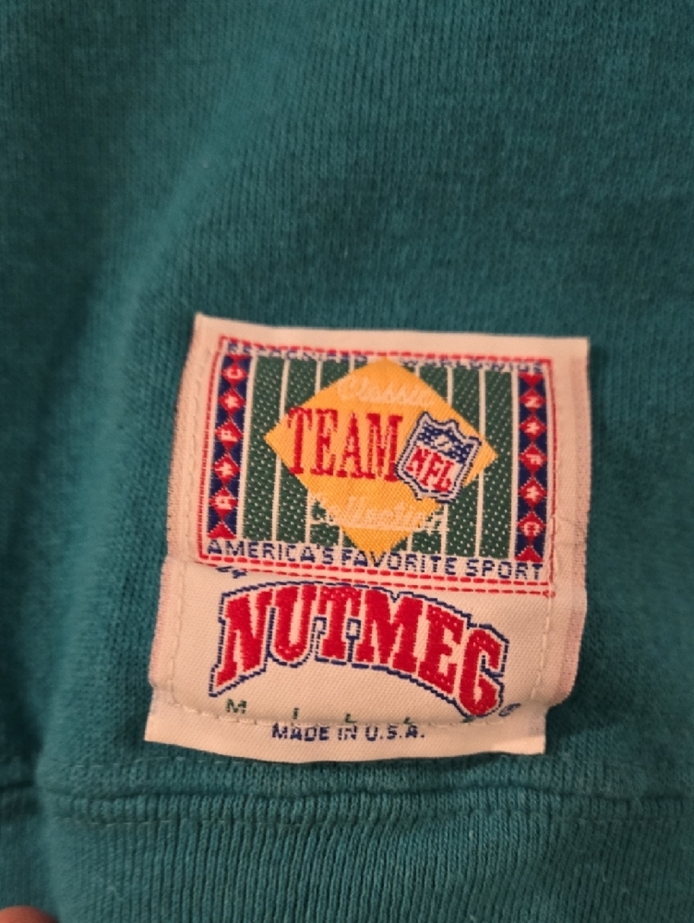 Vintage NUTMEG 1994 Miami Dolphins Teal Crewneck Sweatshirt - Picture 4 of 6